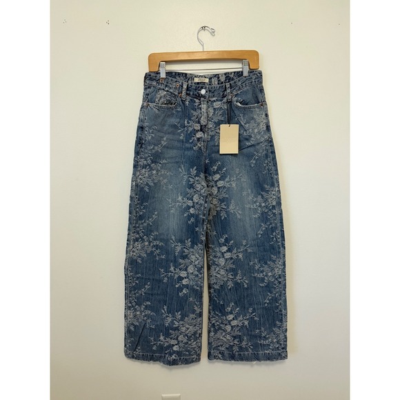 ANGGAE Flower Jacquard Artist Denim Pants – Size Medium (002) – NWT - Picture 2 of 8